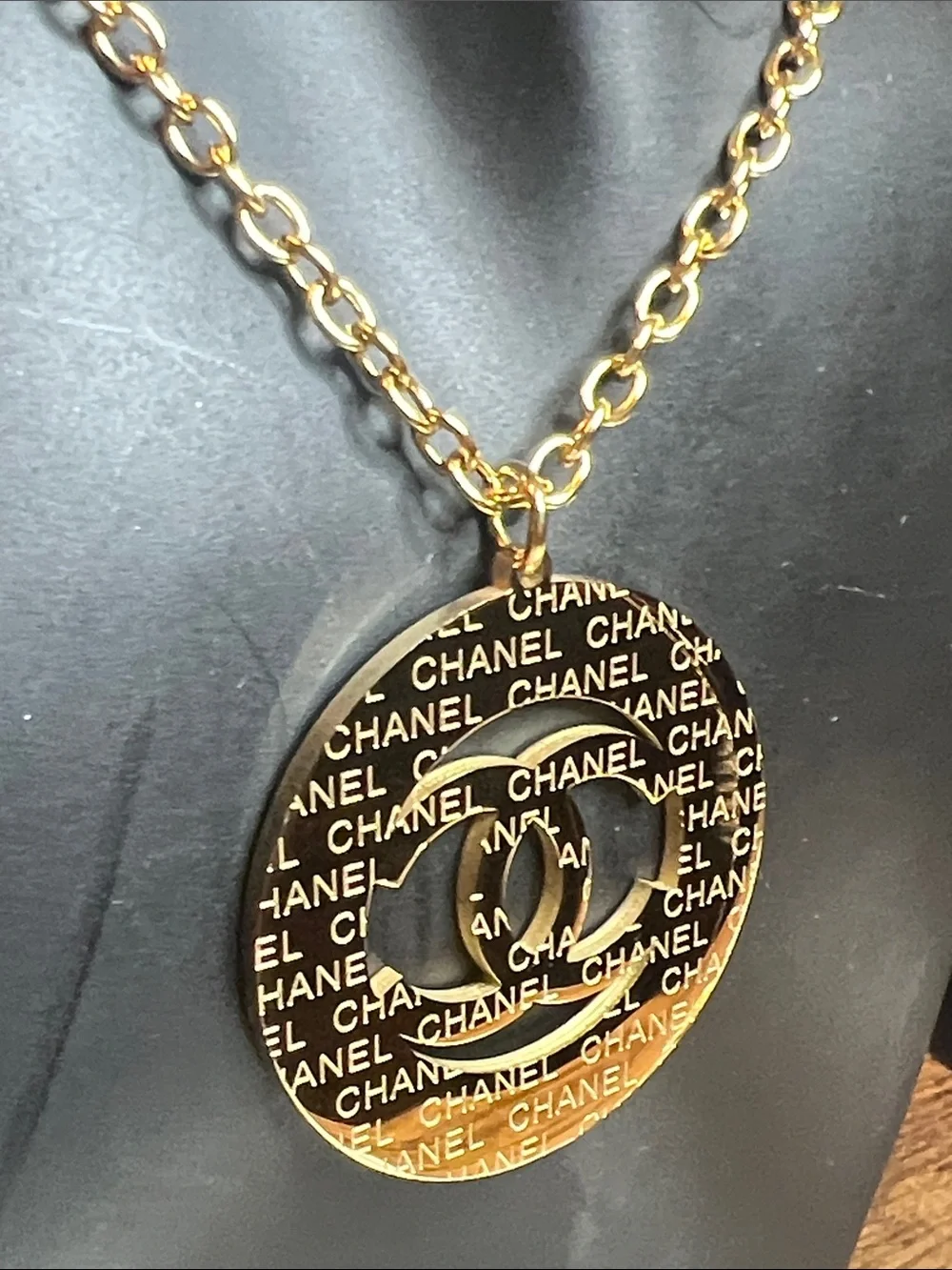 Gold-Tone Logo Medallion Pendant Necklace